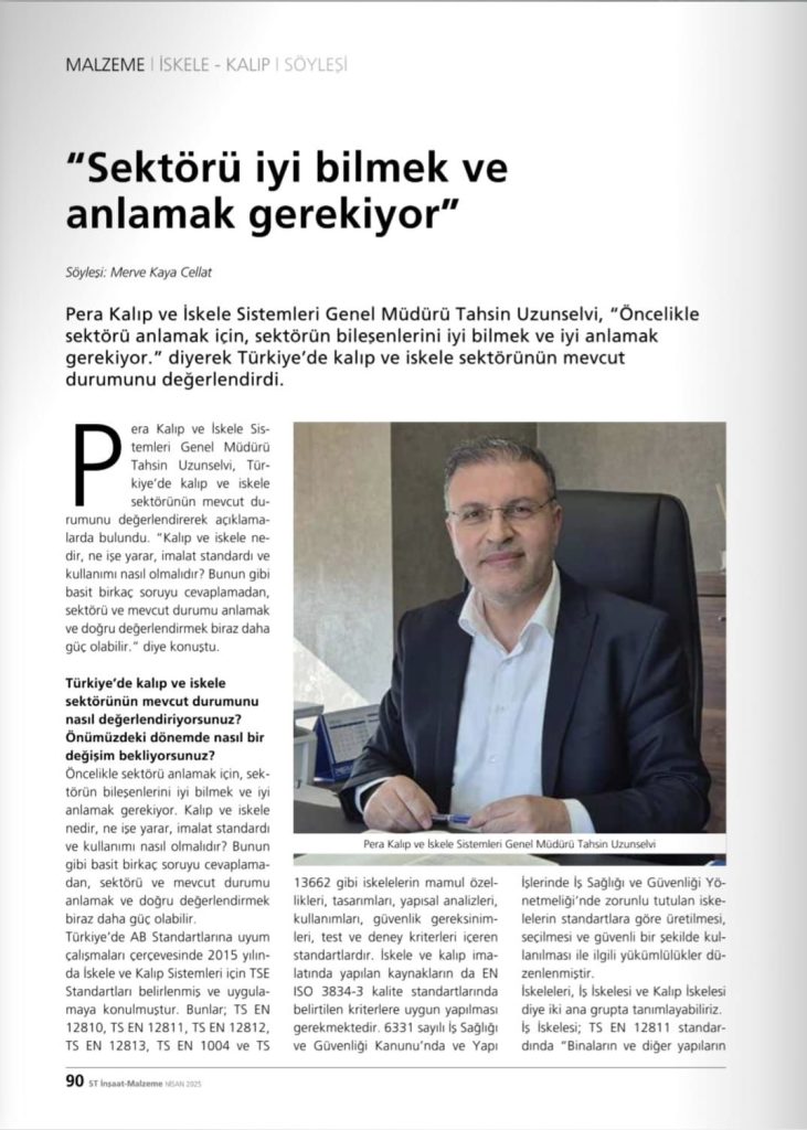 ST İnşaat & Yapı ve Malzeme Dergisinin Nisan 2025 sayısında Genel Müdürümüz Tahsin Uzunselvi görüşlerini belirtti.